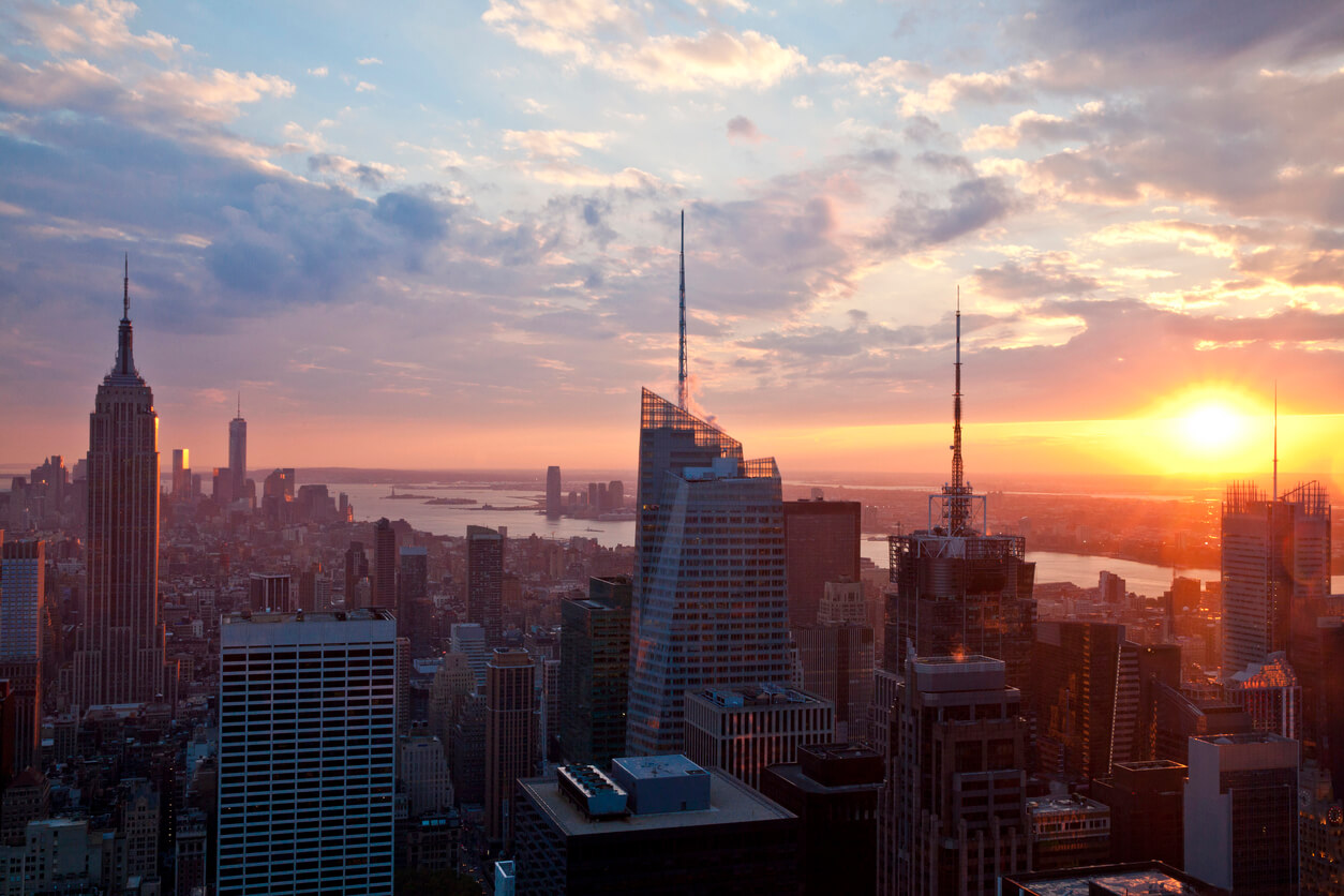 Sunrise over downtown Manhattan