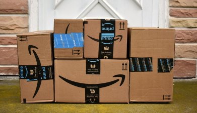 Amazon Prime subscription boxes on porch