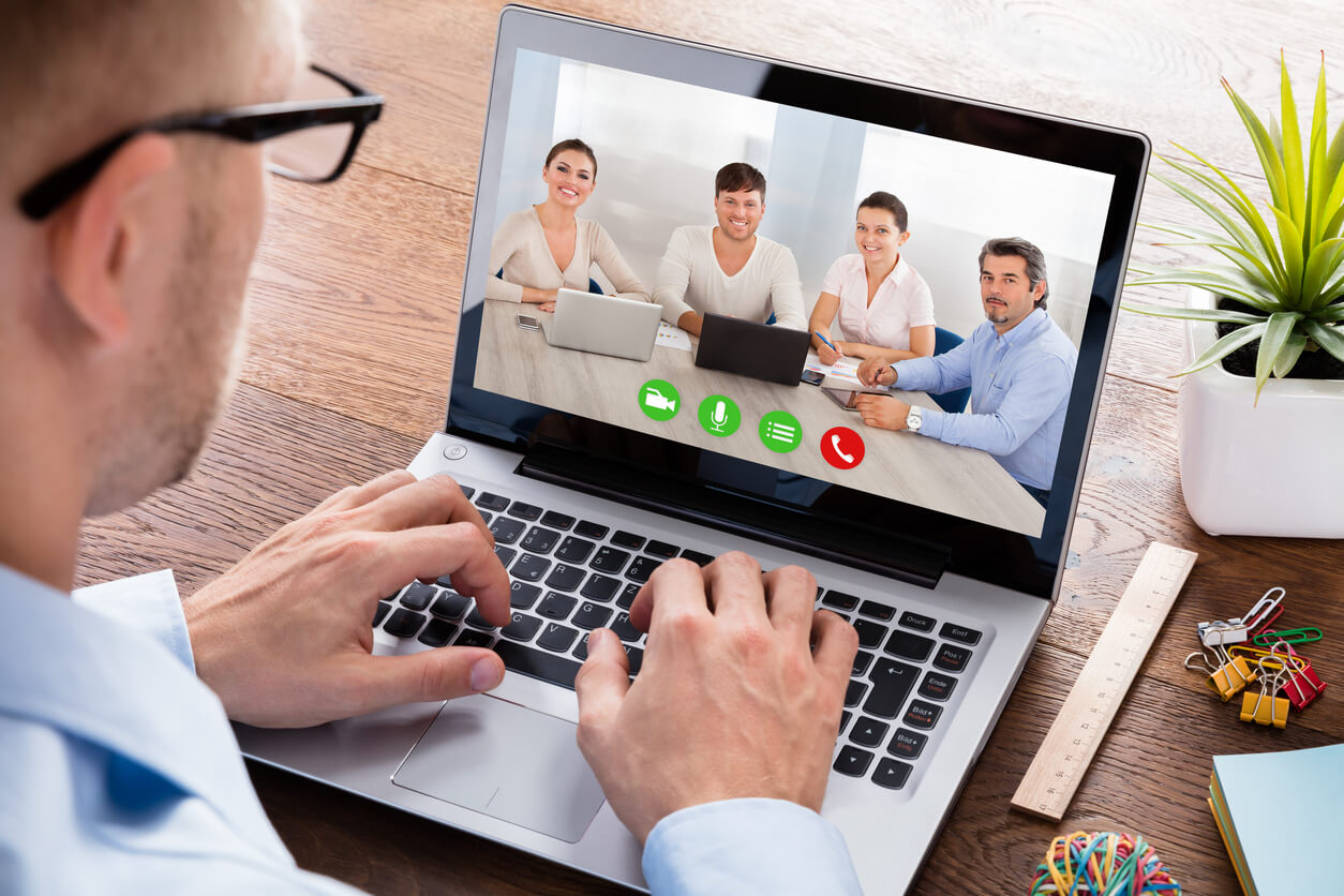 Video conference meeting with remote workers