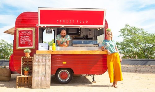 Couple with their food truck