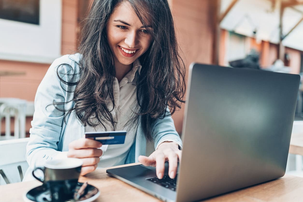 Woman using a business credit card