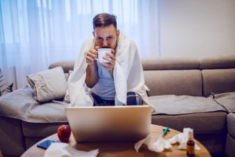Sick employee working from home