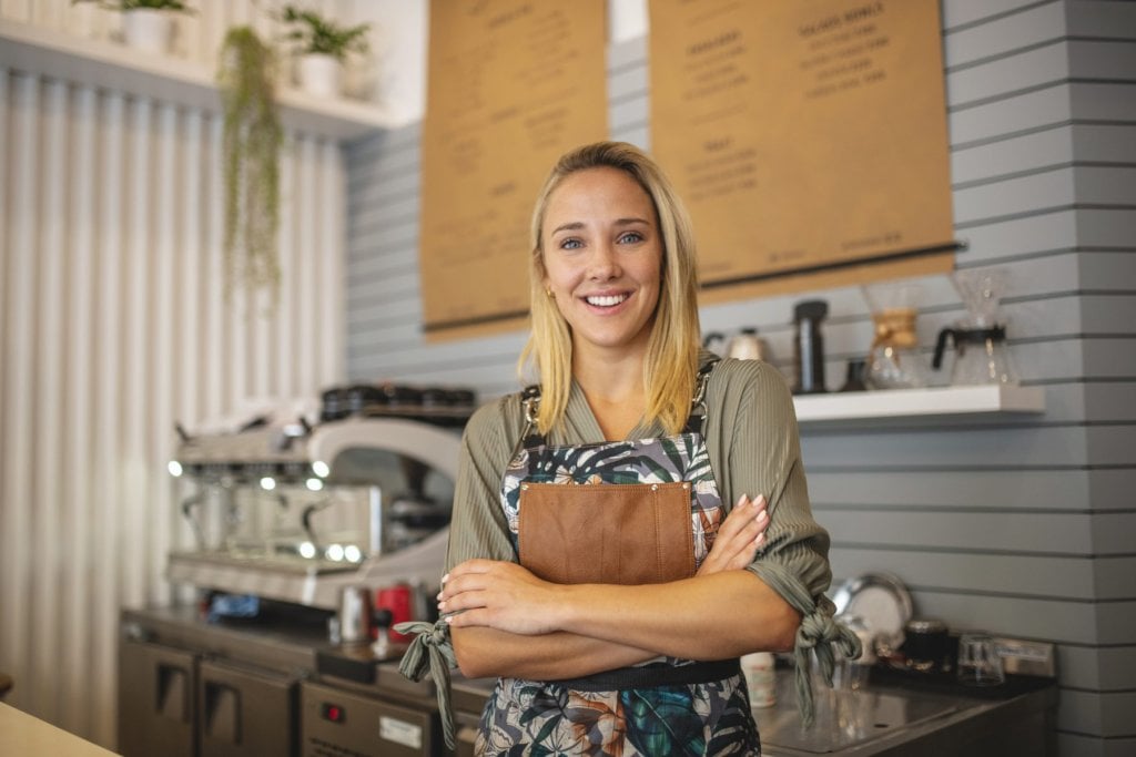 Women smiling at small business