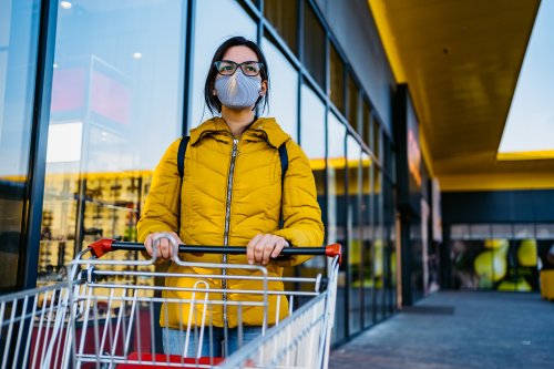 Shopper wearing a mask during pandemic