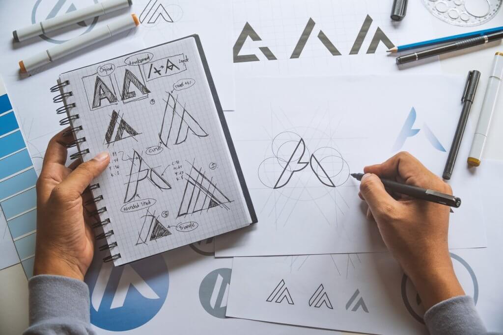 Graphic designer designing a logo