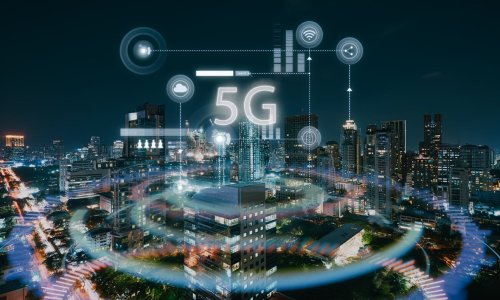 City with "5G" cast over