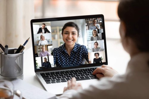 Lady leading video call