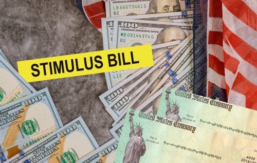 Stimulus Bill stamped next to money