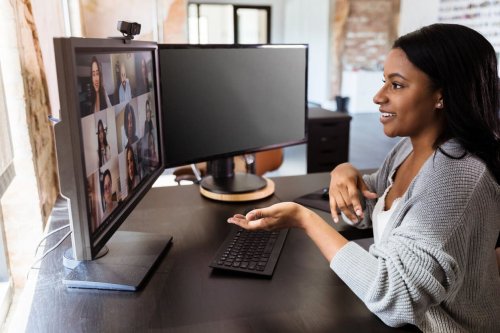 Businesswoman in a virtual meeting