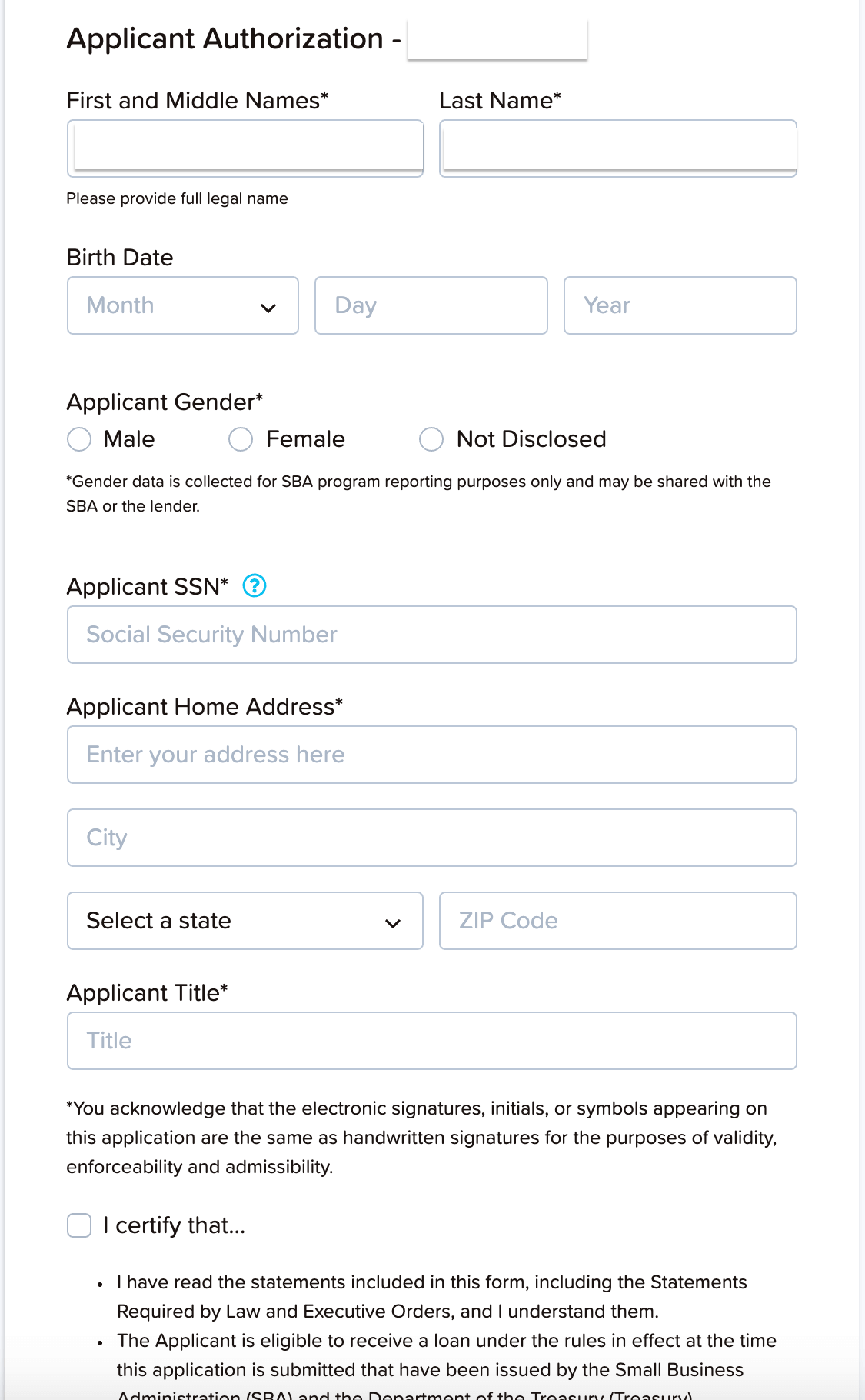 confirm e-sign on PPP application