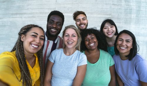 Group of diverse friends smiling together