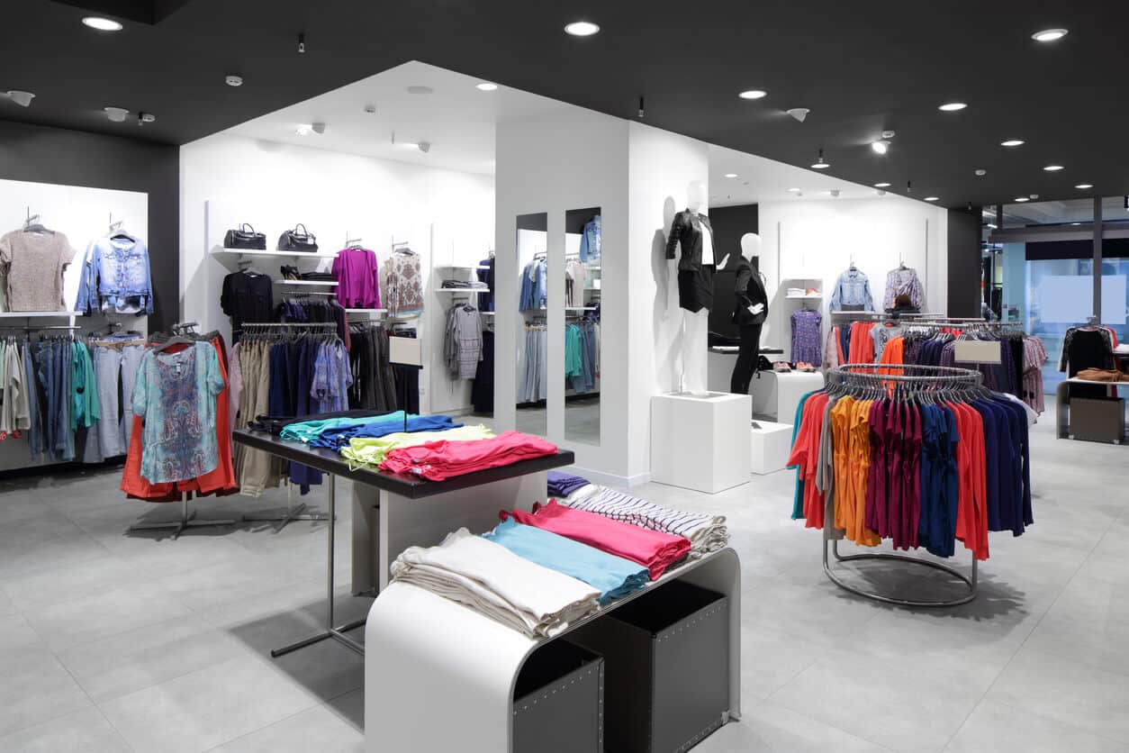 New interior of retail clothing store