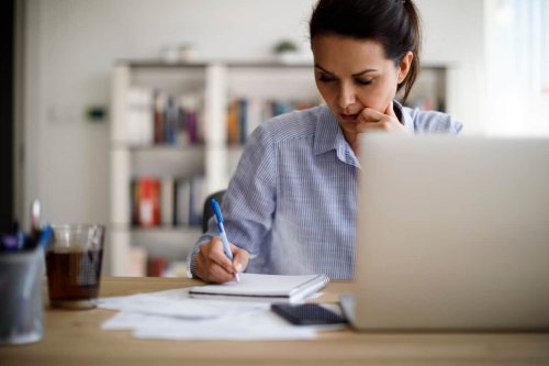 Woman working on business finances