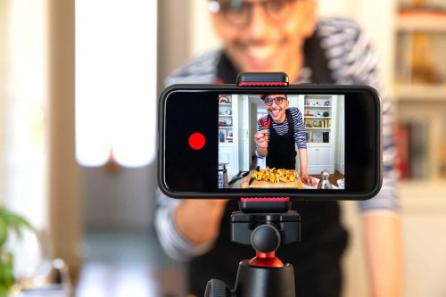 Food Vlogger Recording Live Streaming For Cooking Class Online