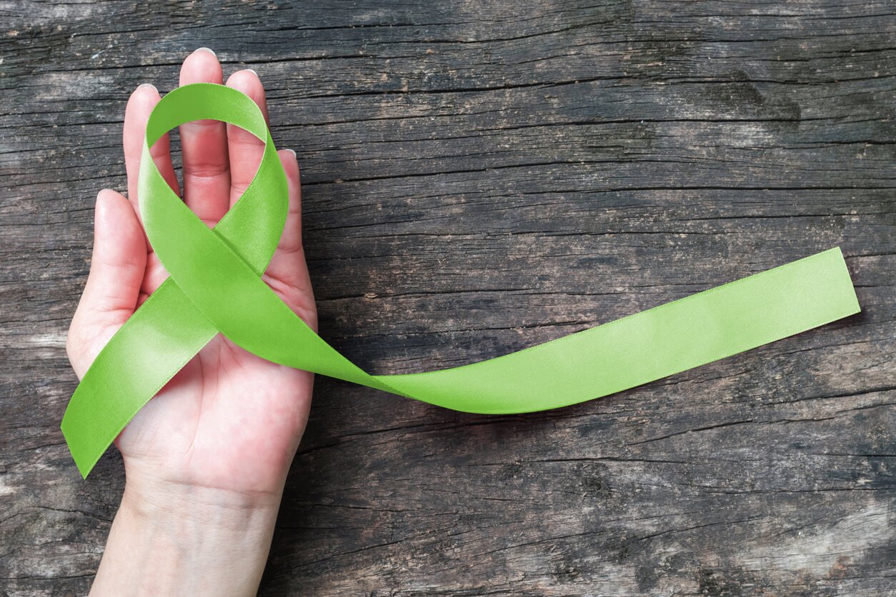 Lime Green ribbon for mental health awareness