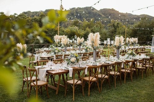 Table set up at a wedding