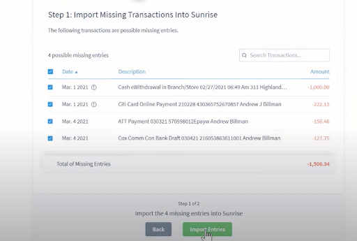 Importing Missing Transactions