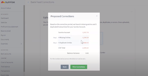 This is the Bank Feed Correction's Tool Proposed Changes 
