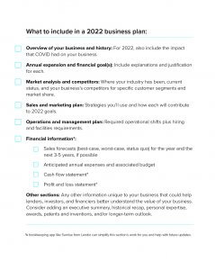 Checklist: create a 2022 business plan
